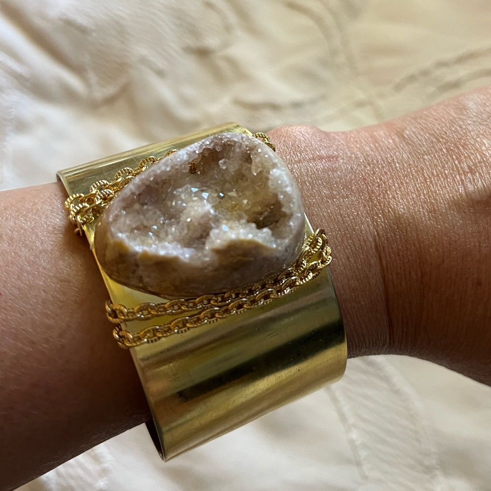 Hand Crafted Gold Geode Cuff Bracelet